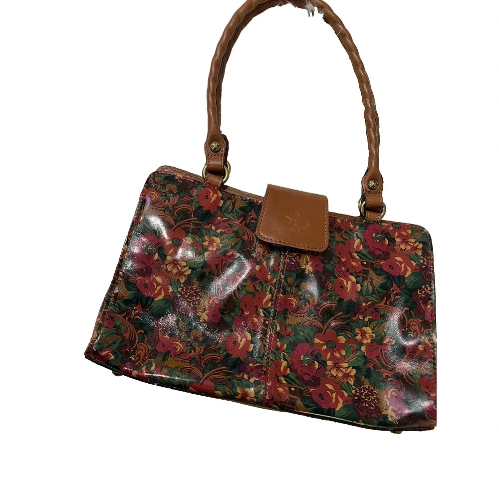PATRICIA NASH RIENZO Leather SATCHEL Shoulder Bag RUSTIC NATURE PRINT B000575